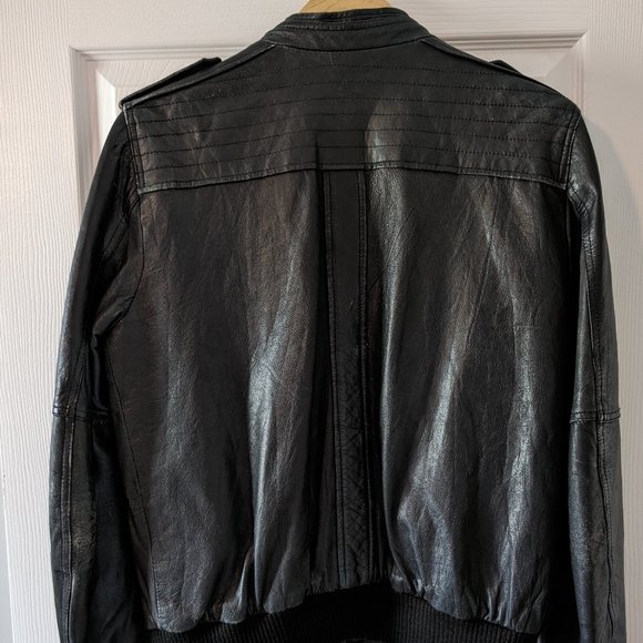 Genuine Leather Bomber Jacket - Picture 2 of 3